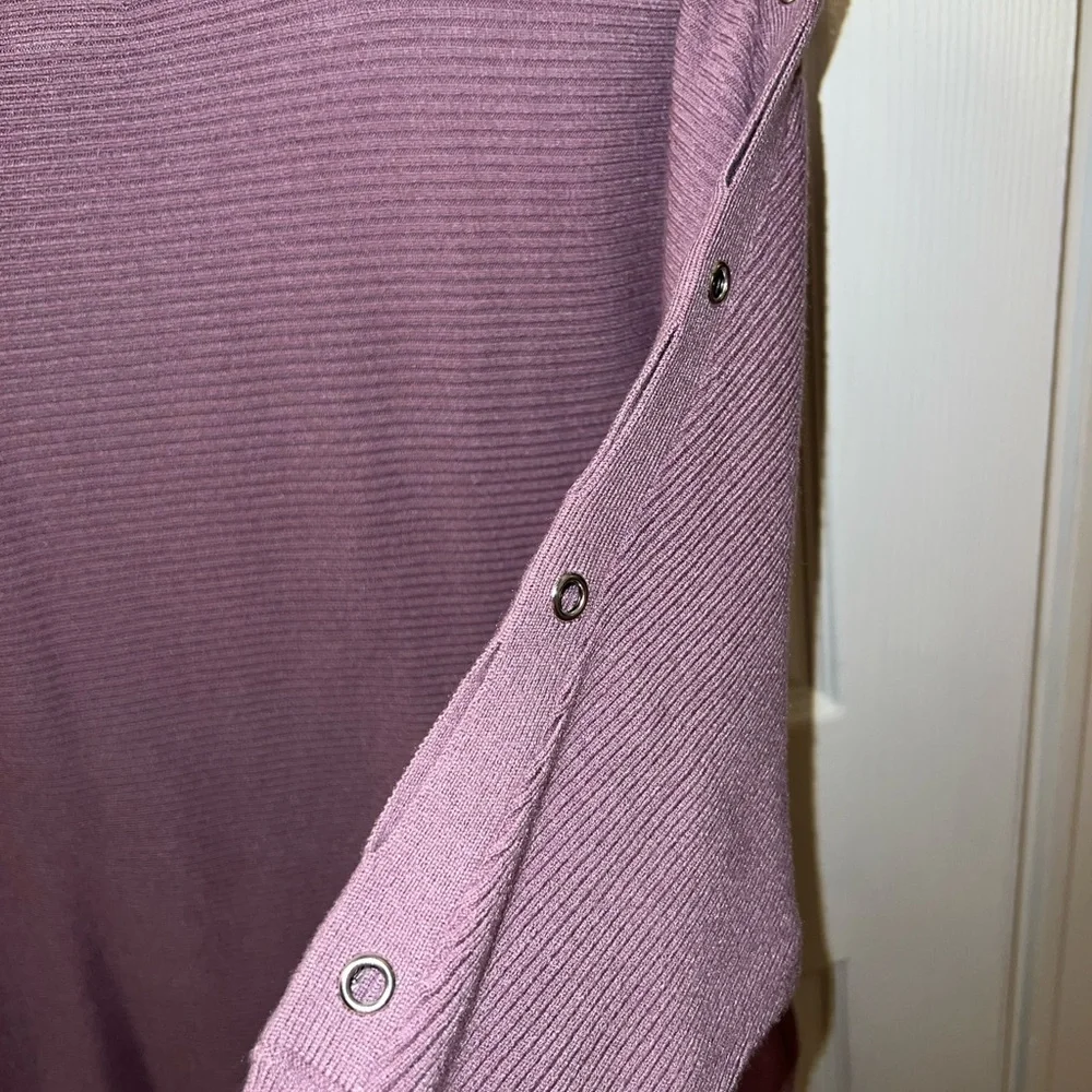 Purple Ribbed Sweater with Button Accents - Picture 3 of 4